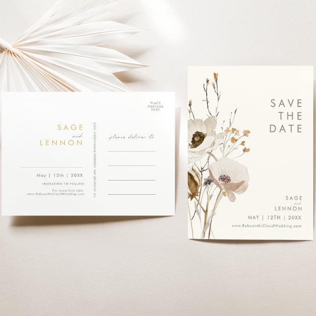 Carte postale "Save The Date" Fleur sauvage fantai (Créateur téléchargé)