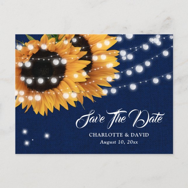 Carte postale 'Save The Date' mariage tournesol bl (Devant)