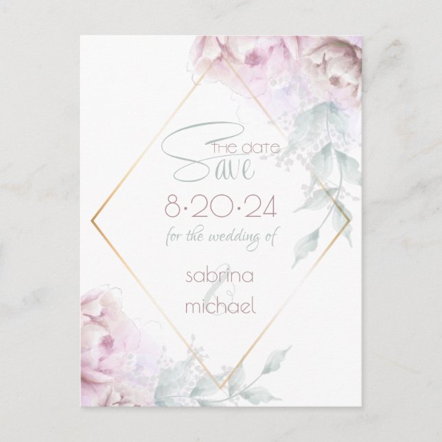 Carte Postale Save the date | Peine d'aquarelle à crème blanche  (Devant)