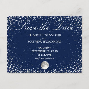 Carte Postale "Save the date" pour mariage Lune de nuit étoilé