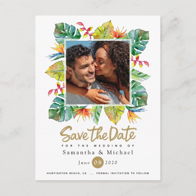 Carte Postale "Save the date" pour mariage | Photo avec frontièr (Devant)