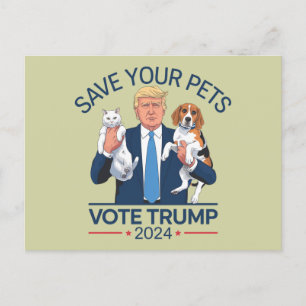 Carte Postale Save Your Pets Vote for Trump US Election Citation