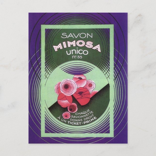 Carte Postale Savon Mimosa Unico 55 (Devant)