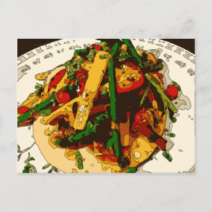 Carte Postale Savoureux Pois vert et saute aux légumes tomates
