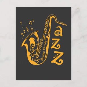 Carte Postale Saxophone Player Jazz Music Amoureux Notes musical