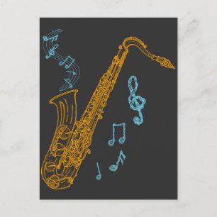 Carte Postale Saxophone Player Musicien Jazz Musique Art