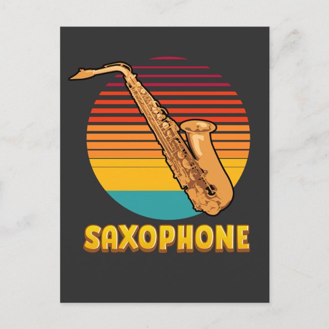 Carte Postale Saxophone Rétro (Devant)