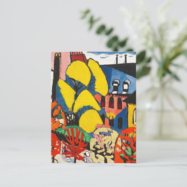 Carte Postale Sayen - Arbres, peinture colorée, (Debout devant)