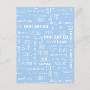 Carte Postale Saying Amoureux des chiens bleu