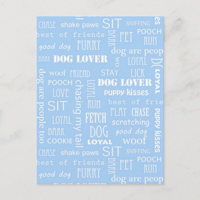 Carte Postale Saying Amoureux des chiens bleu (Devant)
