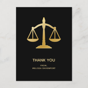 Carte Postale Scales d'or du droit de la justice Thème Merci