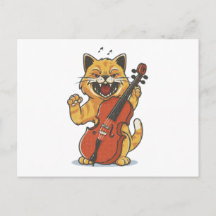Carte Postale Scandale Cat Musicien Jouer Cello