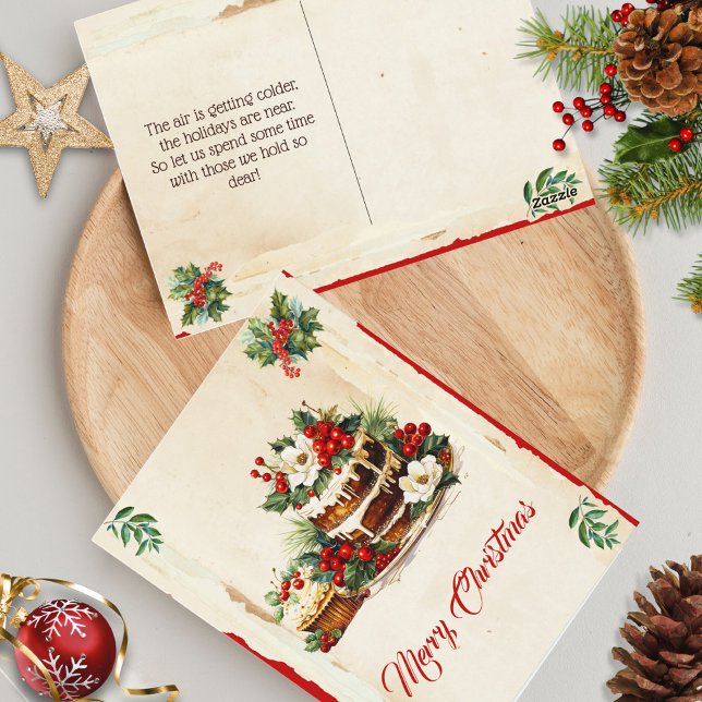 Carte Postale Scandi Hiver Foliage Aquarelle Joyeux Noël (Créateur téléchargé)