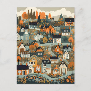Carte Postale Scandi Village À L'Automne Art