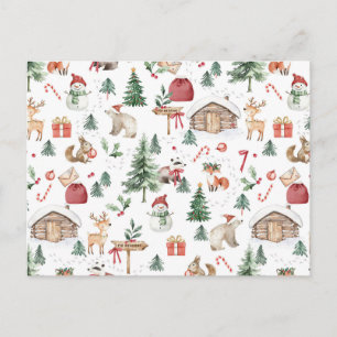 Carte Postale Scandinave pays merveilleux d'hiver animaux de la 