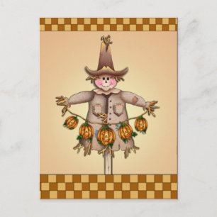 Carte Postale SCARECROW & CITROUILLE JACKS par SHARON SHARPE