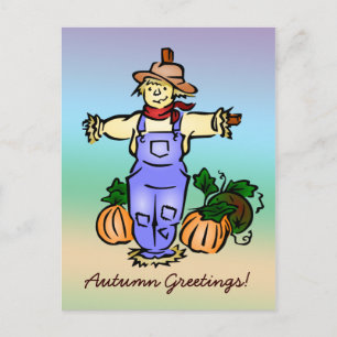 Carte Postale Scarecrow pour les voeux d'automne -