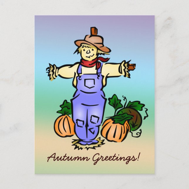 Carte Postale Scarecrow pour les voeux d'automne - (Devant)