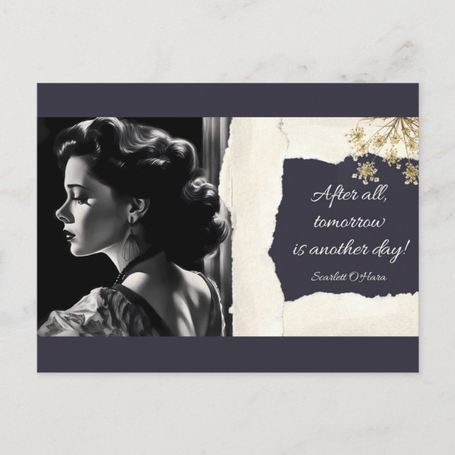 Carte Postale Scarlett O'Hara & Citation Belle Portrait Postcar (Devant)