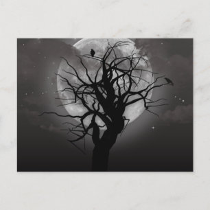 Carte Postale Scary Halloween Night with Raven Crow Postcard