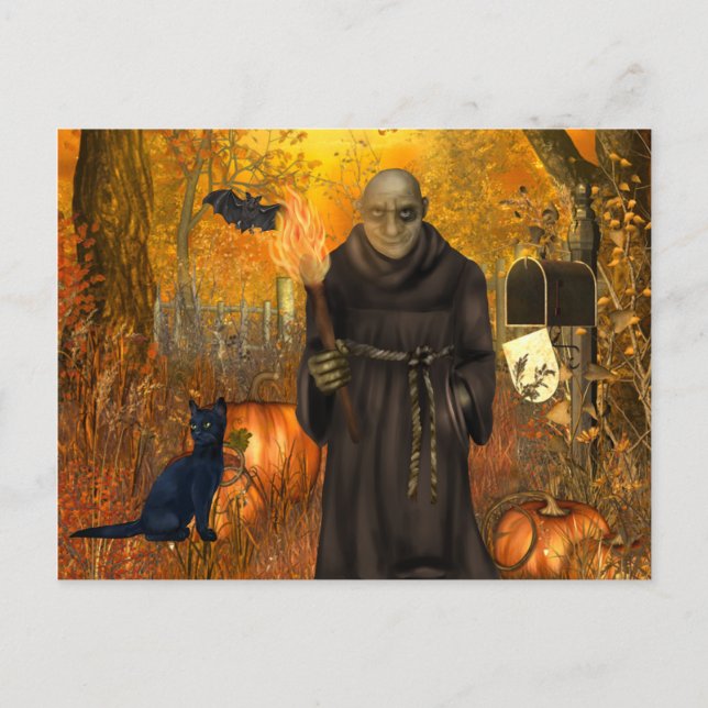 Carte Postale Scary Halloween Postcard with Frankenstein (Devant)