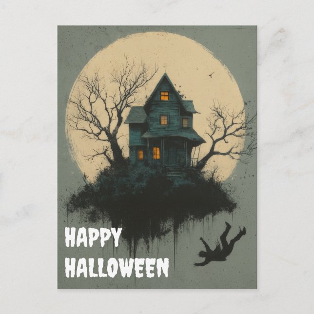 Carte Postale Scary Halloween Pumpkin Witch Scary Night (Devant)
