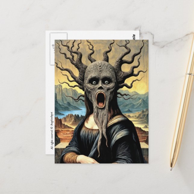 Carte Postale Scary Mona Lisa Horror (Devant/Arrière en situation)