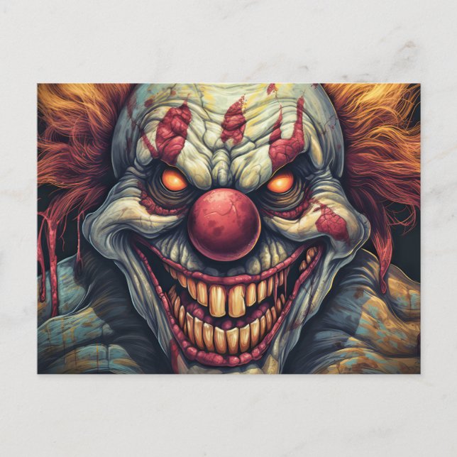 Carte Postale Scary Sideshow Circus Clown Illustration (Devant)