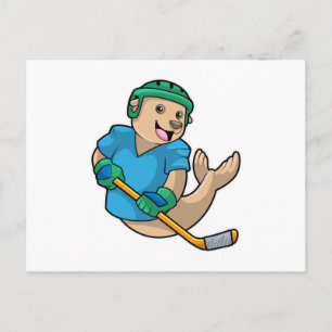 Carte Postale Sceau à Hockey sur glace avec Bâton de hockey sur 