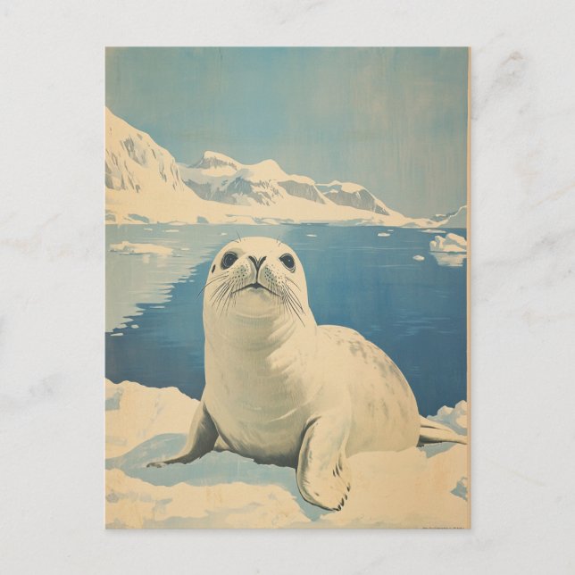Carte Postale Sceau arctique vintage (Devant)