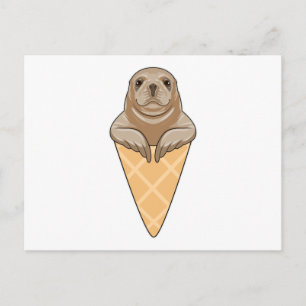 Carte Postale Sceau avec cône de glace