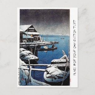 Carte Postale Scène cool orientale Hasui Kawase hiver neige lac