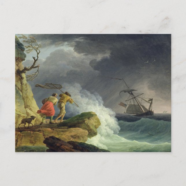 Carte Postale Scène côtière dans une tempête, 1782 (Devant)