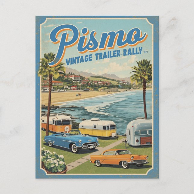 Carte Postale Scène côtière vintage de Pismo Beach (Devant)