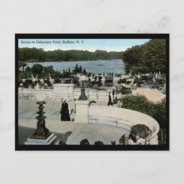Carte Postale Scène dans Delaware Park, Buffalo NY 1915 Vintage (Devant)
