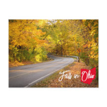 Scène d'automne dans l'Ohio, route sinueuse et feu