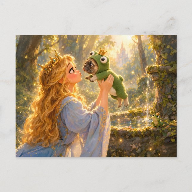 Carte Postale Scène de baiser du Prince Grenouille Frenchie (Devant)