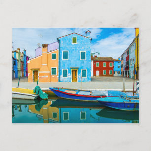 Carte Postale Scène de bateau coloré Lagune vénitienne
