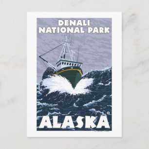 Carte Postale Scène de bateau de pêche - Parc national Denali, A