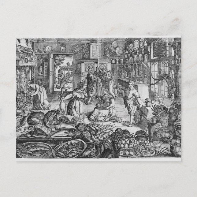 Carte Postale Scène de cuisine au début du XVIIe siècle (Devant)