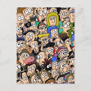 Carte Postale Scène de foule de couleur de bande dessinée par