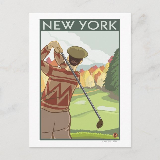 Carte Postale Scène de golf à New York (Devant)