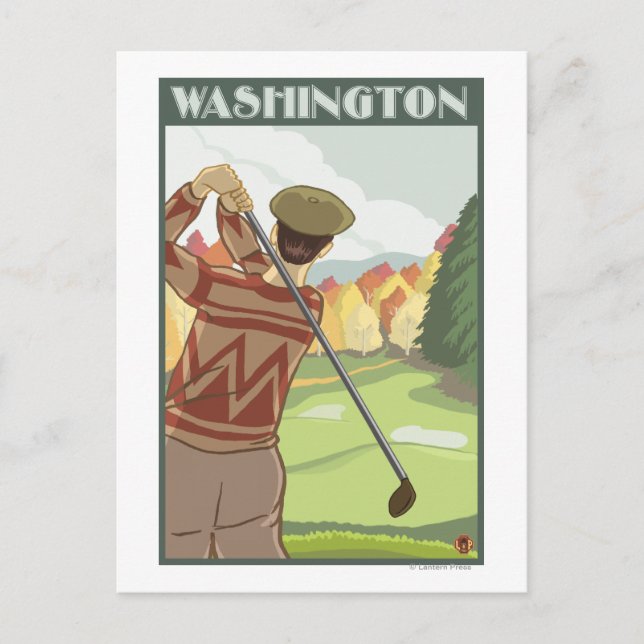 Carte Postale Scène de golfWashingtonVintage Affiche de voyage (Devant)
