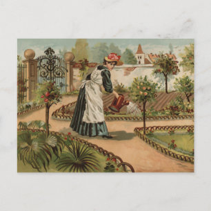 Carte Postale Scène de jardin de campagne de style vintage