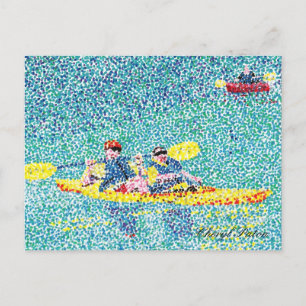 Carte Postale Scène de kayak de Pointillisme, par Cheryl Paton,