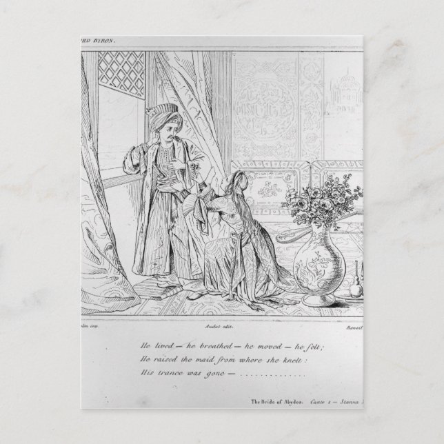 Carte Postale Scène de la mariée d'Abydos par Lord Byron (Devant)