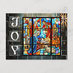 Carte Postale Scène de la Nativité colorée