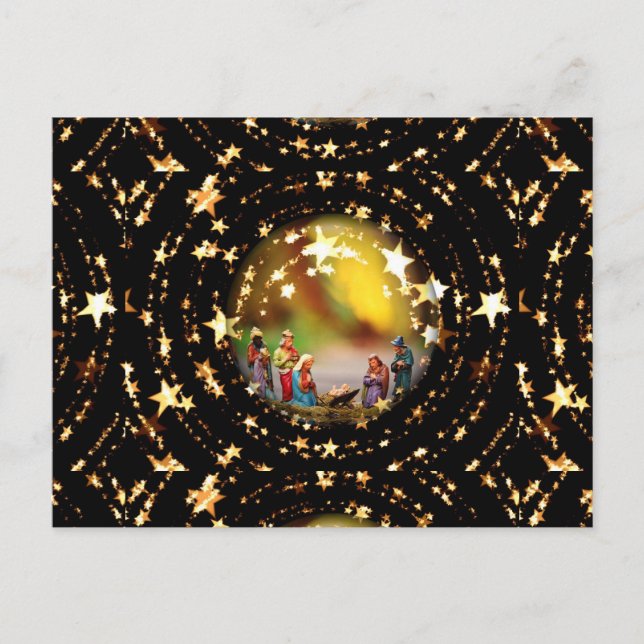 Carte Postale Scène de la Nativité Crib Vierge Marie Enfant Jésu (Devant)