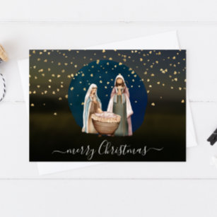 Carte Postale Scène de la Nativité, Marie, Joseph, bébé Jésus No