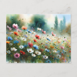 Carte Postale Scène de la nature champ de fleurs vintage